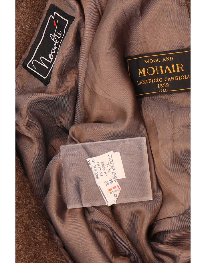 Novelli Womens Oversized Double Breasted Coat EU 36 Small Brown Wool