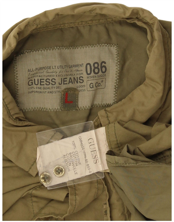 Guess Mens Shirt Large Khaki Cotton