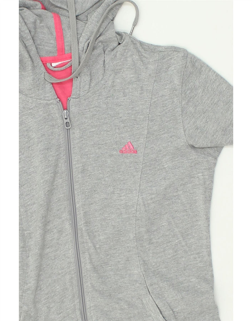 ADIDAS Womens Zip Hoodie Sweater UK 12 Medium Grey | Vintage Adidas | Thrift | Second-Hand Adidas | Used Clothing | Messina Hembry 