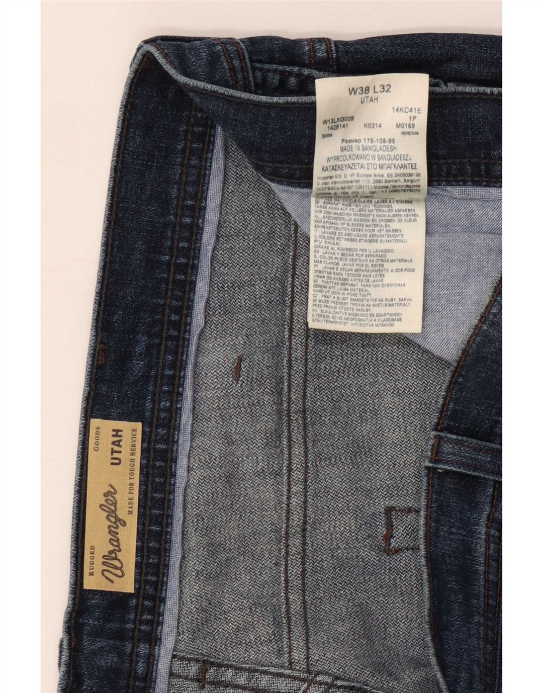 Wrangler Mens Utah Straight Jeans W38 L32 Blue Cotton