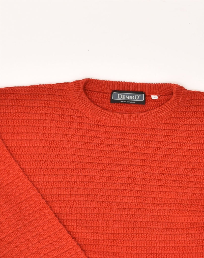 DEMIRO Mens Crew Neck Jumper Sweater Small Red Cotton | Vintage Demiro | Thrift | Second-Hand Demiro | Used Clothing | Messina Hembry 