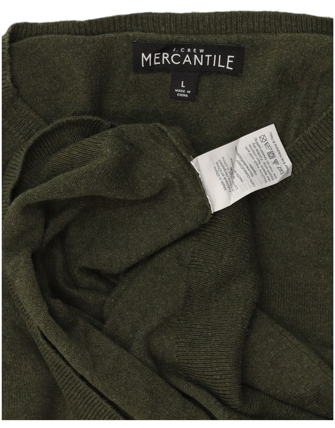 J. CREW Mens Mercantile Crew Neck Jumper Sweater Large Khaki Cotton