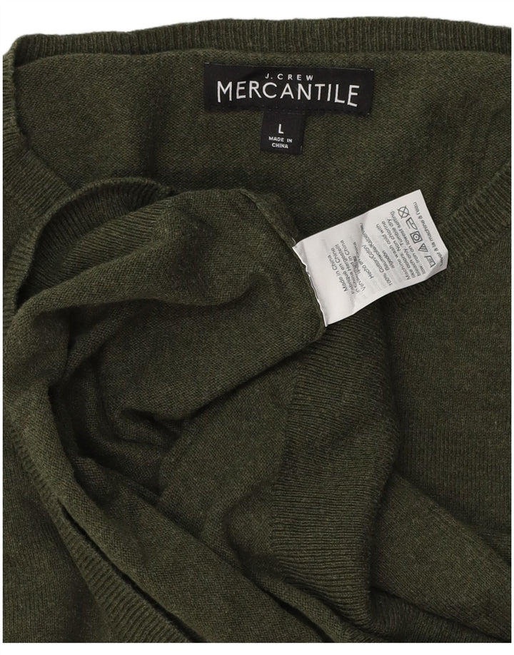 J. CREW Mens Mercantile Crew Neck Jumper Sweater Large Khaki Cotton