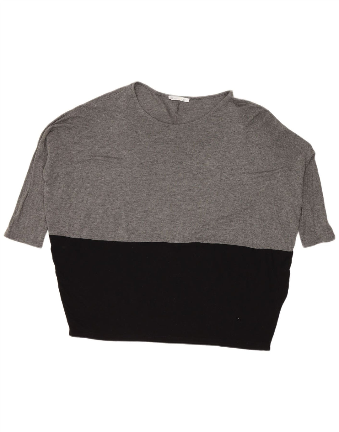 Zara Womens Oversized Top 3/4 Sleeve UK 14 Medium Grey Colourblock