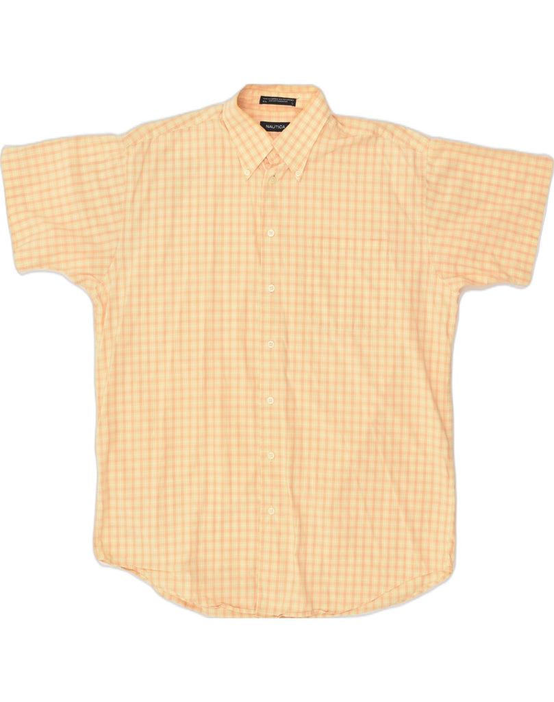 NAUTICA Mens Short Sleeve Shirt Large Yellow Check Cotton | Vintage Nautica | Thrift | Second-Hand Nautica | Used Clothing | Messina Hembry 