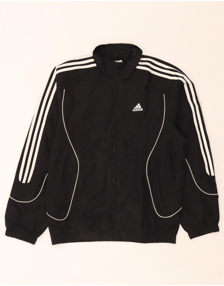 Adidas Mens Tracksuit Top Jacket UK 36/38 Small Black Polyester