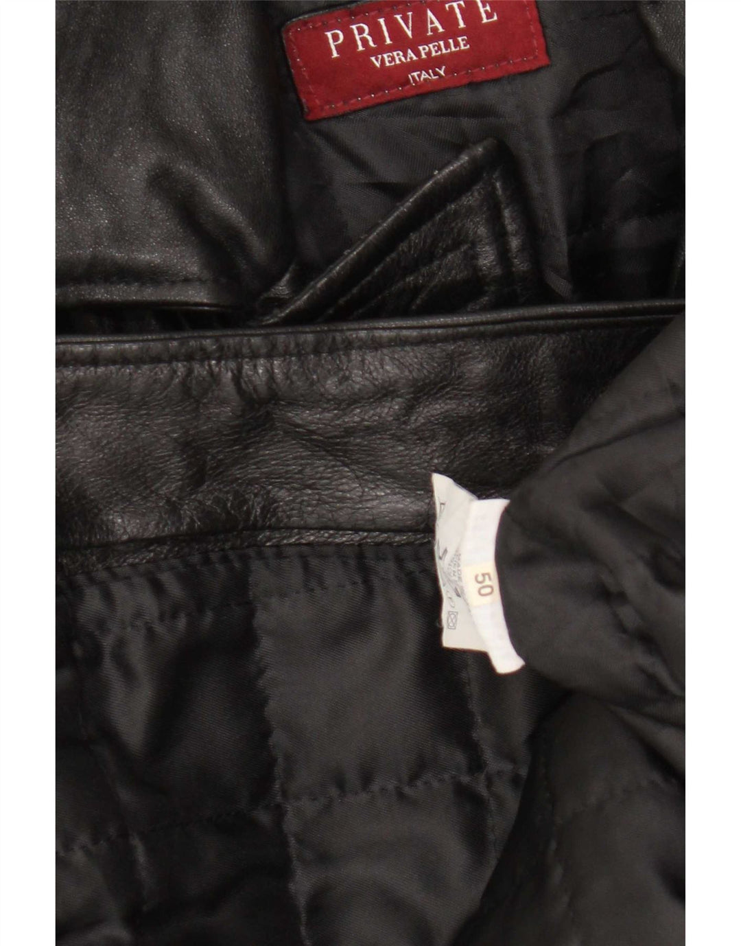 Private Mens Leather Coat IT 50 Large Black