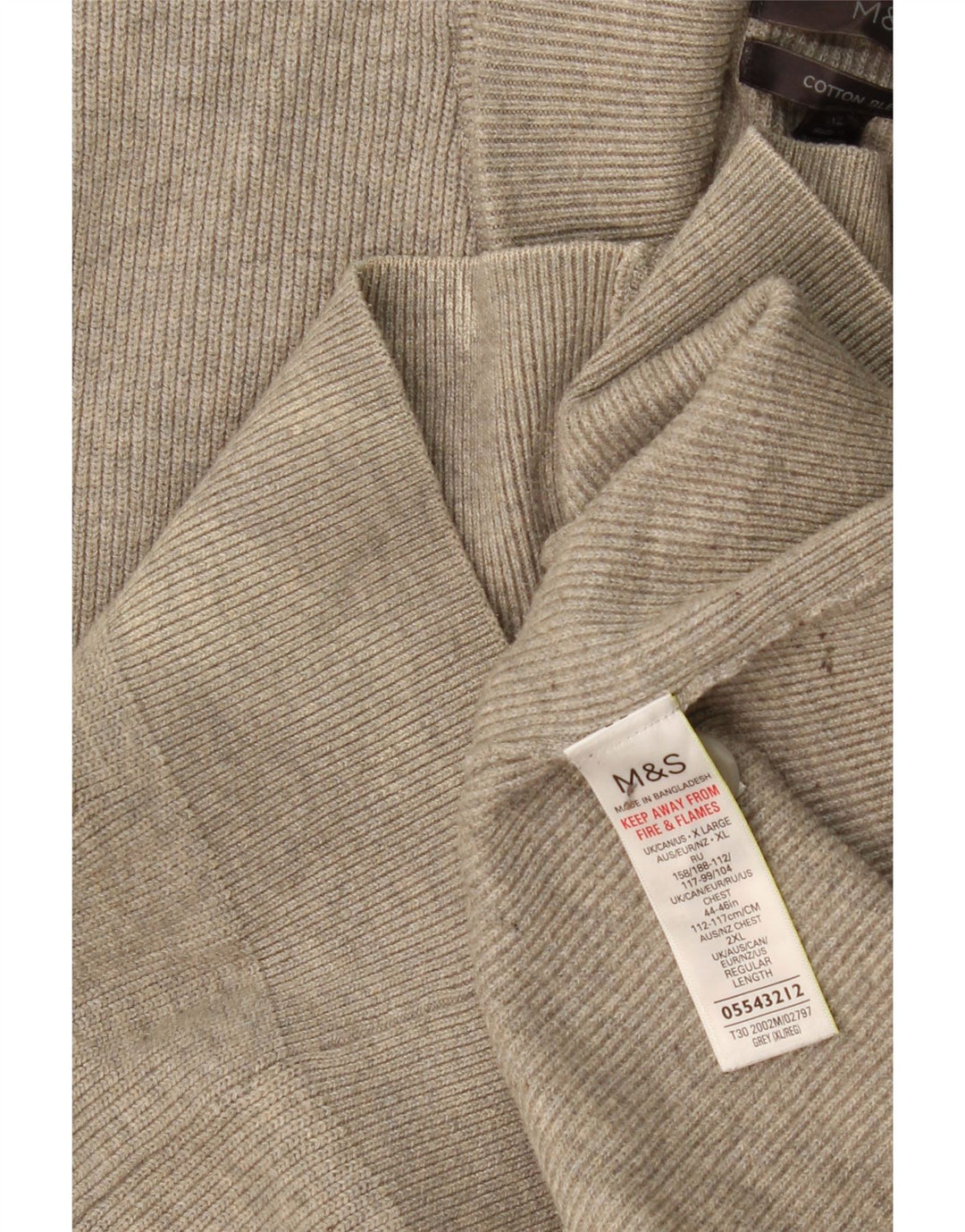 MARKS & SPENCER Mens Cardigan Sweater UK 44/46 XL Grey Polyester