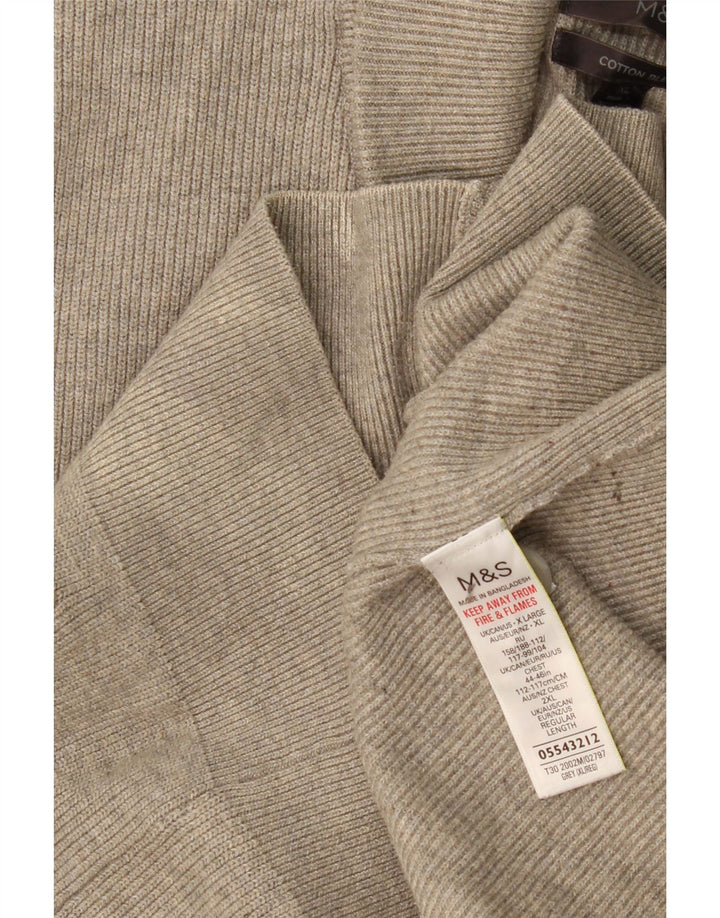 MARKS & SPENCER Mens Cardigan Sweater UK 44/46 XL Grey Polyester