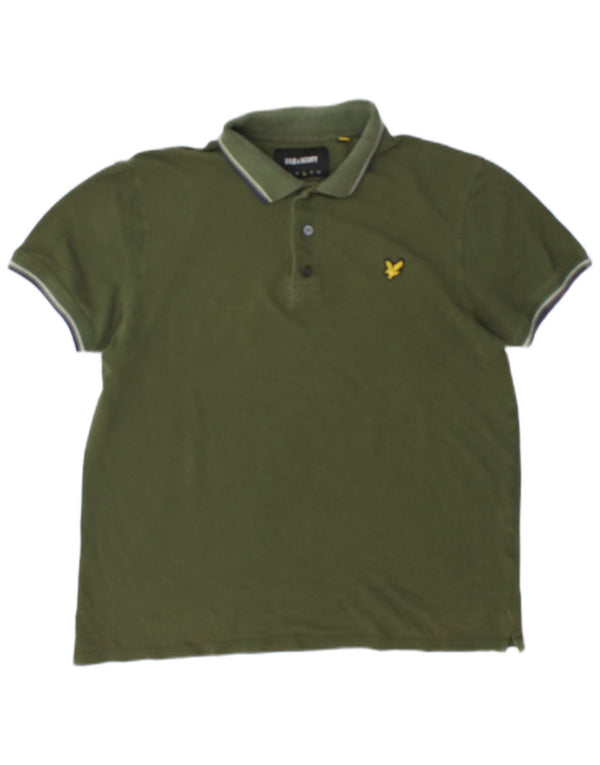 Lyle & Scott Mens Polo Shirt Large Khaki Cotton