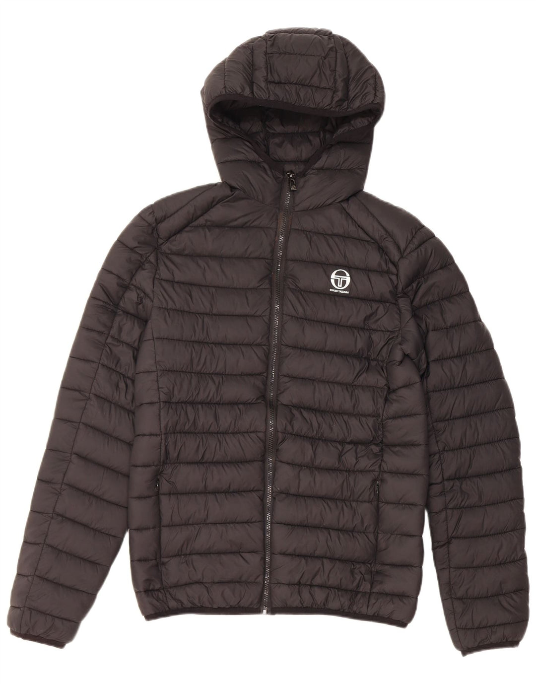 Sergio Tacchini Mens Hooded Padded Jacket UK 36 Small Black Nylon