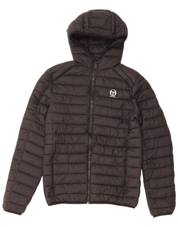 Sergio Tacchini Mens Hooded Padded Jacket UK 36 Small Black Nylon