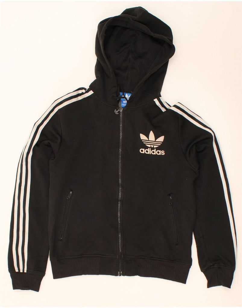 ADIDAS Mens Zip Hoodie Sweater XS Black Polyester Vintage Adidas and Second-Hand Adidas from Messina Hembry 