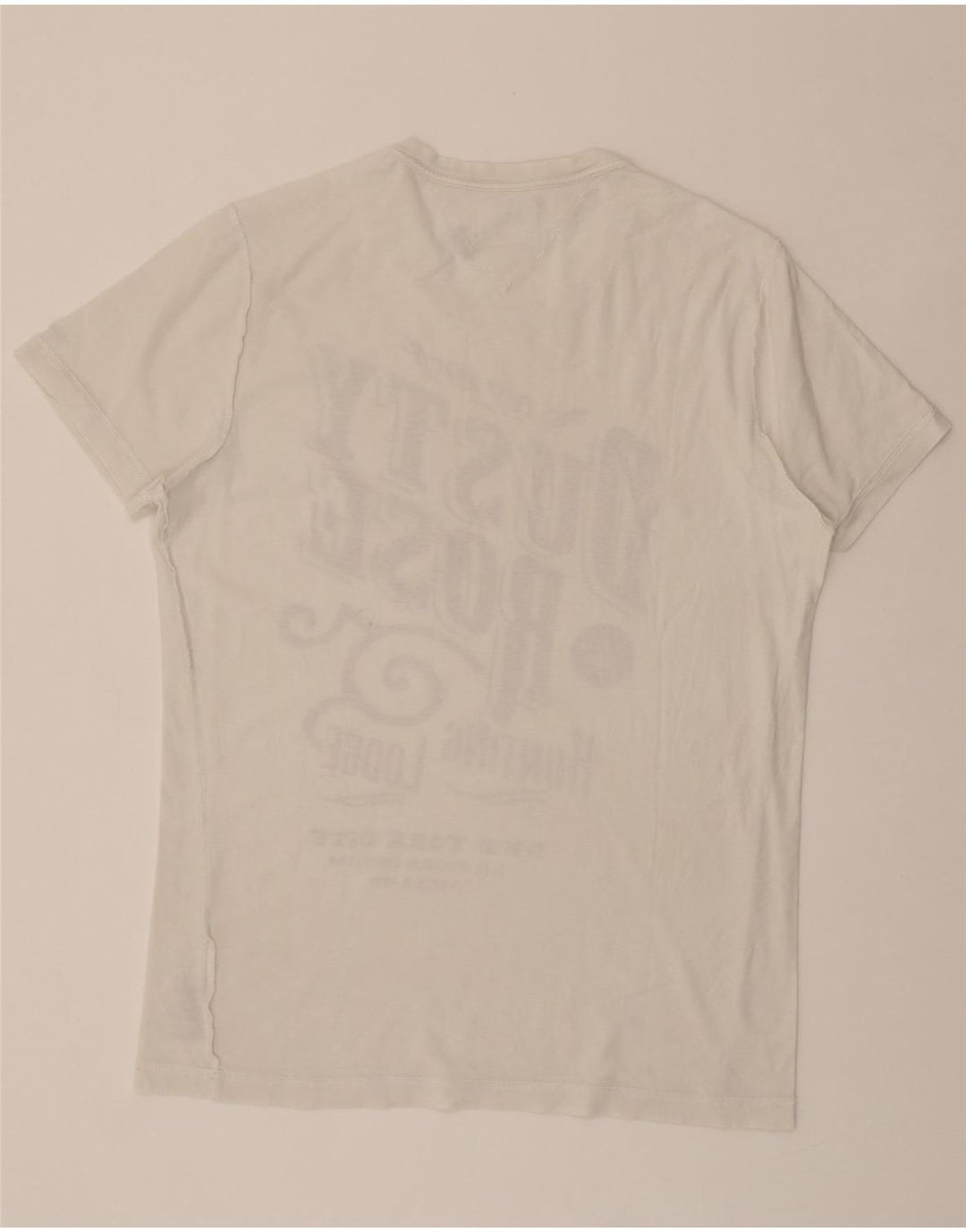 TOMMY HILFIGER Mens Graphic T-Shirt Top Medium White Cotton Vintage Tommy Hilfiger and Second-Hand Tommy Hilfiger from Messina Hembry 