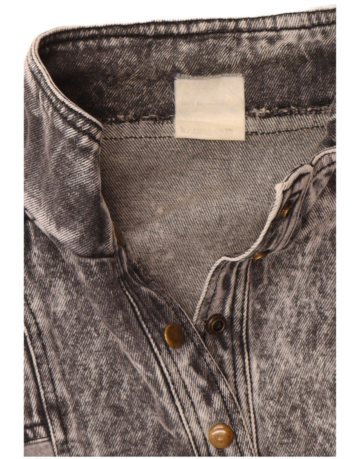 VINTAGE Womens Pullover Denim Jacket UK 20 2XL Grey Cotton