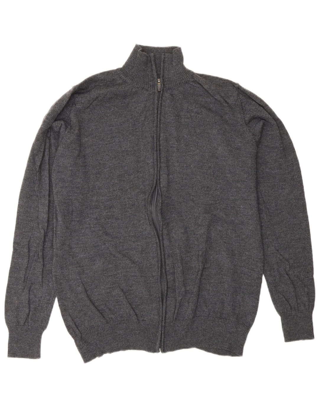 Zara Mens Cardigan Sweater XL Grey Wool