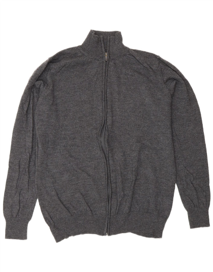 Zara Mens Cardigan Sweater XL Grey Wool