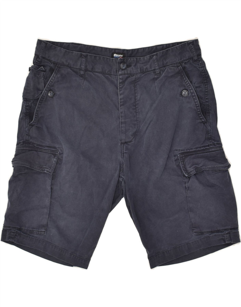BLAUER Mens Cargo Shorts W32 Medium Navy Blue Cotton | Vintage Blauer | Thrift | Second-Hand Blauer | Used Clothing | Messina Hembry 