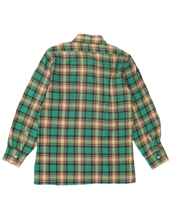 Vintage Mens Checked  Shirt Small Green Plaid