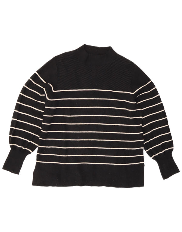 Marks & Spencer Womens Turtle Neck Jumper Sweater UK 16 Large Black Striped