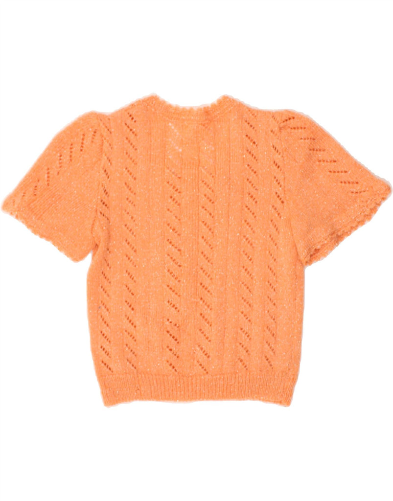 VINTAGE Womens Short Sleeve Crew Neck Jumper Sweater UK 8 Small Orange | Vintage Vintage | Thrift | Second-Hand Vintage | Used Clothing | Messina Hembry 