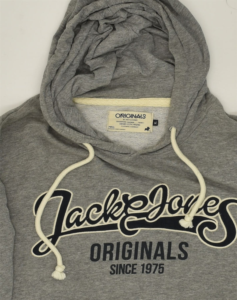 JACK & JONES Mens Graphic Hoodie Jumper XL Grey Cotton | Vintage Jack & Jones | Thrift | Second-Hand Jack & Jones | Used Clothing | Messina Hembry 