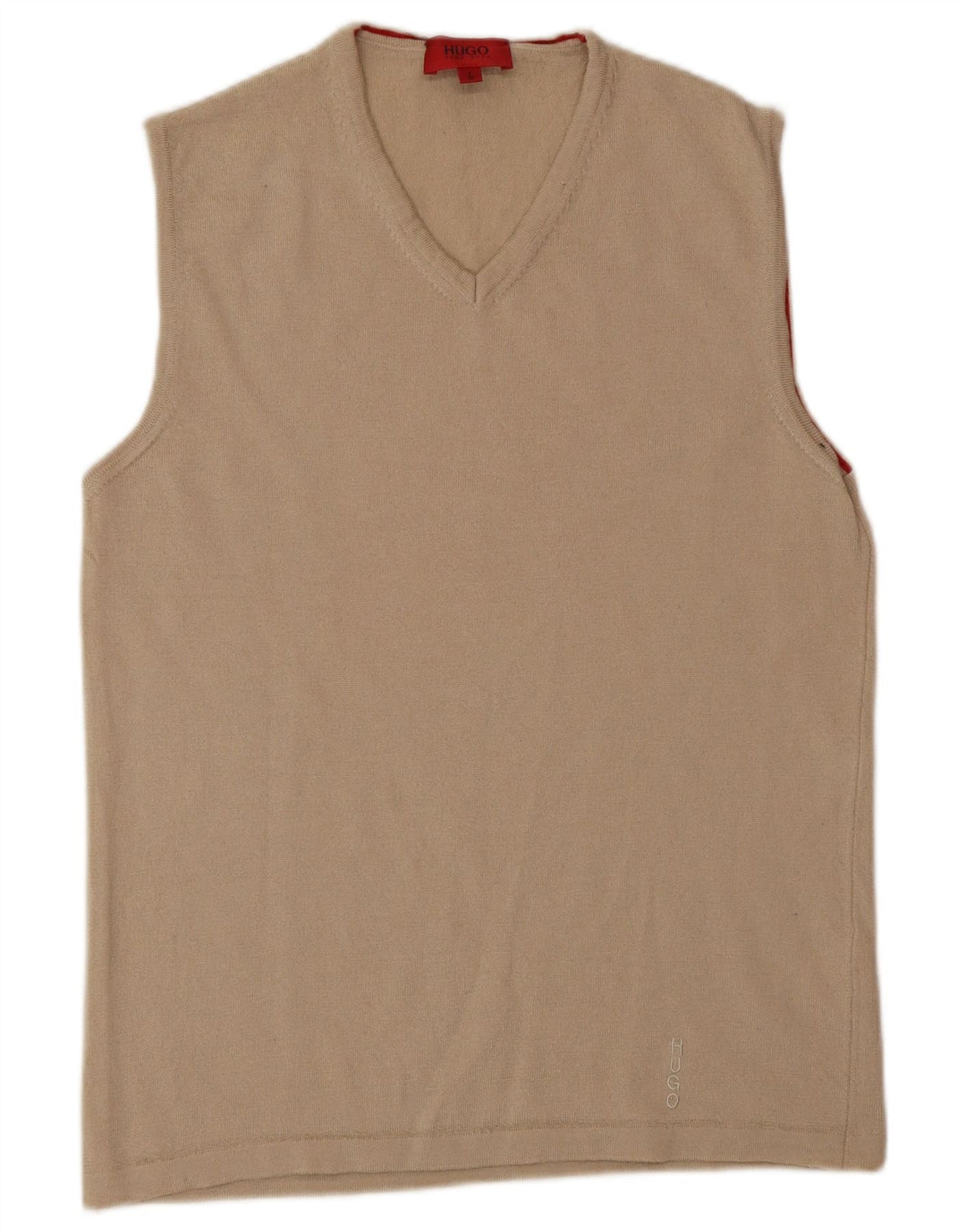 HUGO BOSS Mens Vest Tank Top Large Beige Virgin Wool