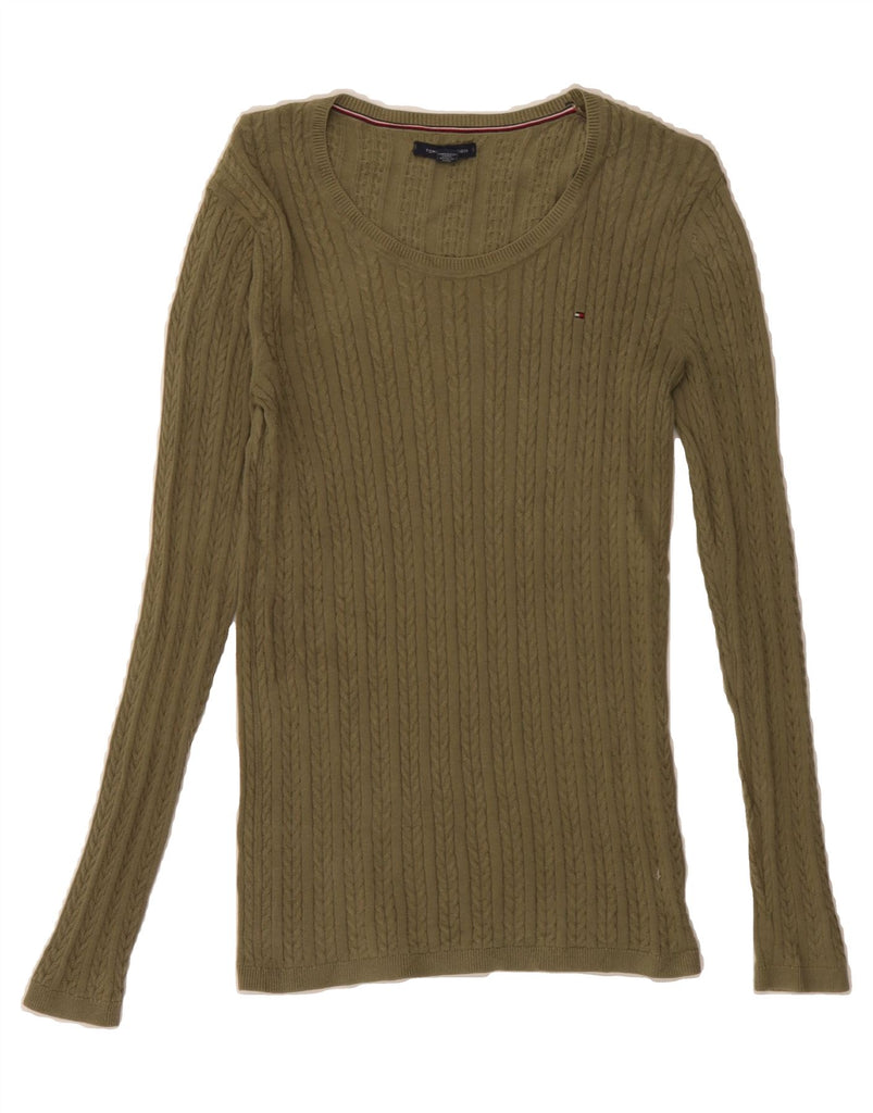 TOMMY HILFIGER Womens Boat Neck Jumper Sweater UK 6 XS Green Vintage Tommy Hilfiger and Second-Hand Tommy Hilfiger from Messina Hembry 