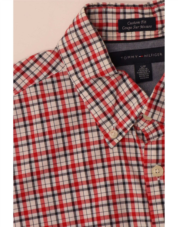 Tommy Hilfiger Mens Custom Fit Shirt Small Red Check Cotton
