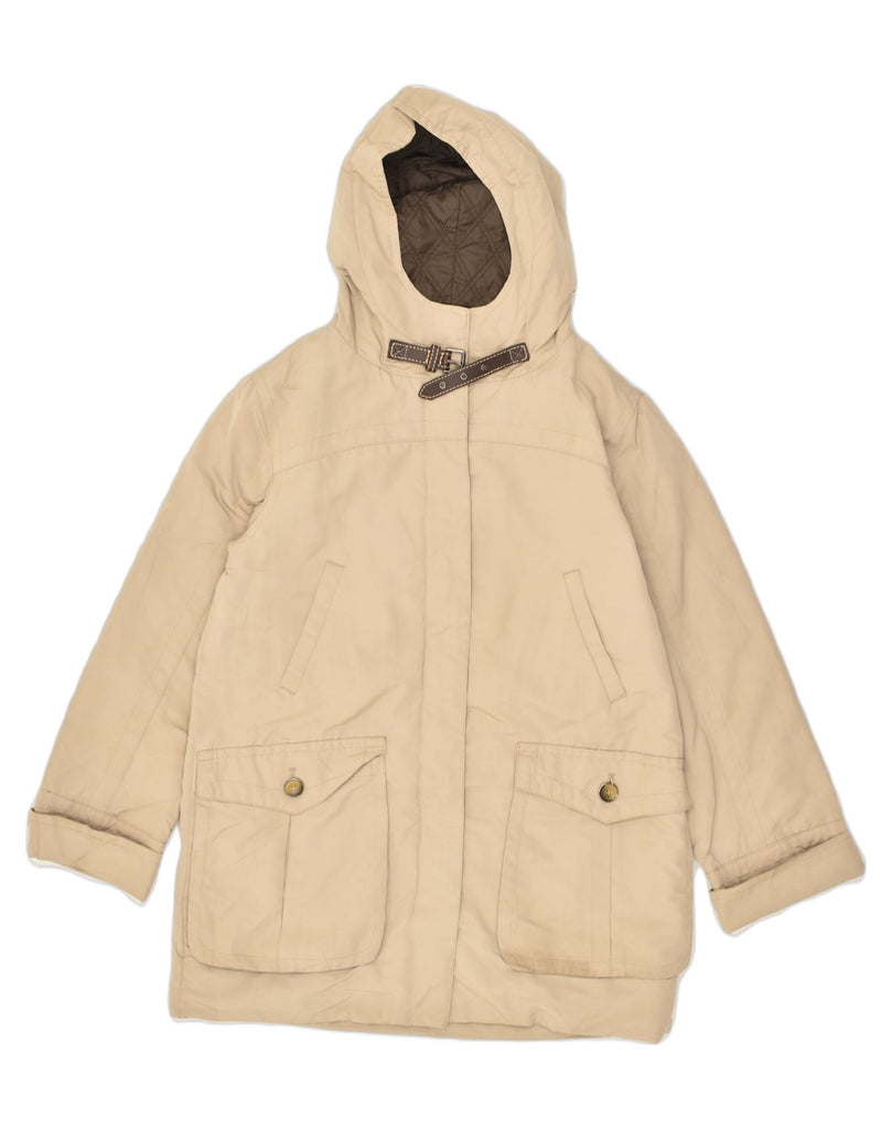 MASSIMO DUTTI Womens Hooded Windbreaker Jacket UK 16 Large Beige Polyester | Vintage Massimo Dutti | Thrift | Second-Hand Massimo Dutti | Used Clothing | Messina Hembry 