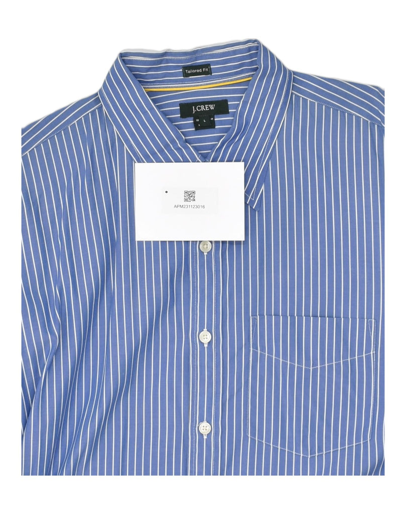 J. CREW Mens Tailored Fit Shirt Large Blue Pinstripe Cotton | Vintage J. Crew | Thrift | Second-Hand J. Crew | Used Clothing | Messina Hembry 