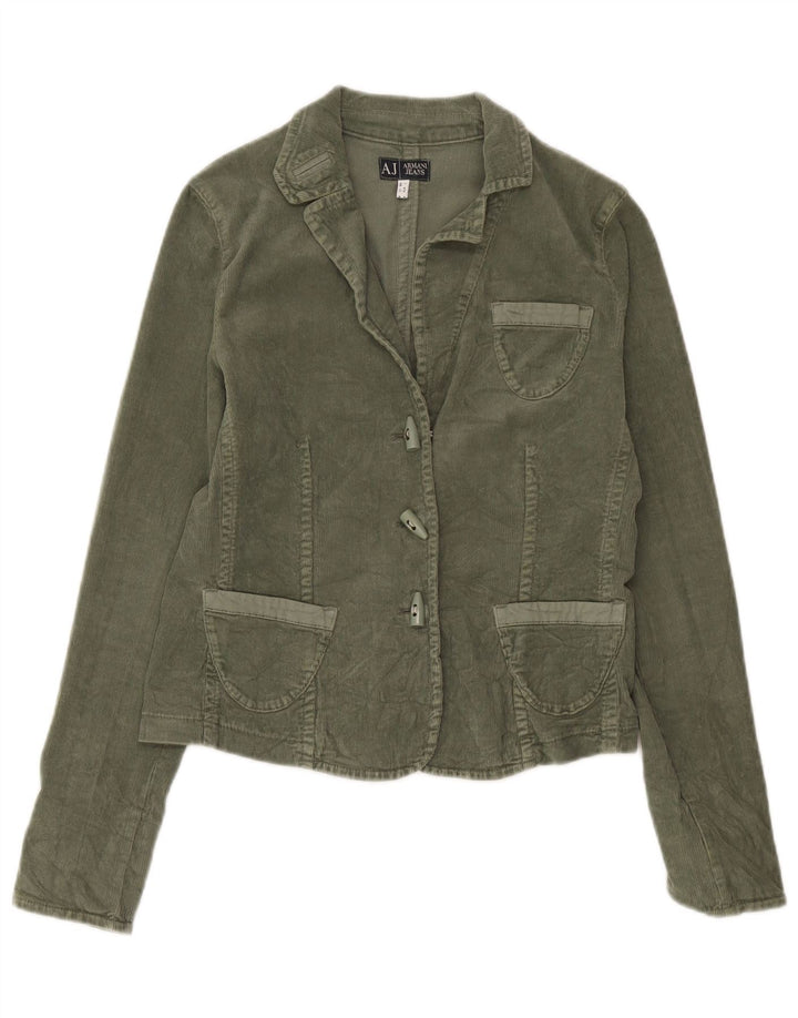 Armani Jeans Womens 3 Button Corduroy Blazer Jacket UK 16 Large Khaki