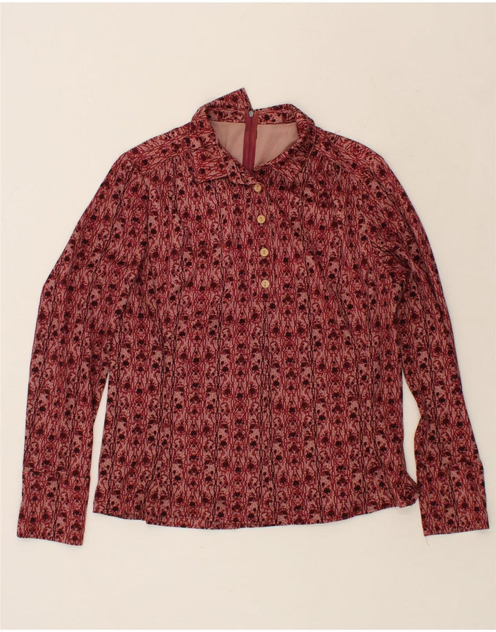 VINTAGE Womens Abstract Pattern Pullover Shirt UK 16 Large Maroon Vintage Vintage and Second-Hand Vintage from Messina Hembry 