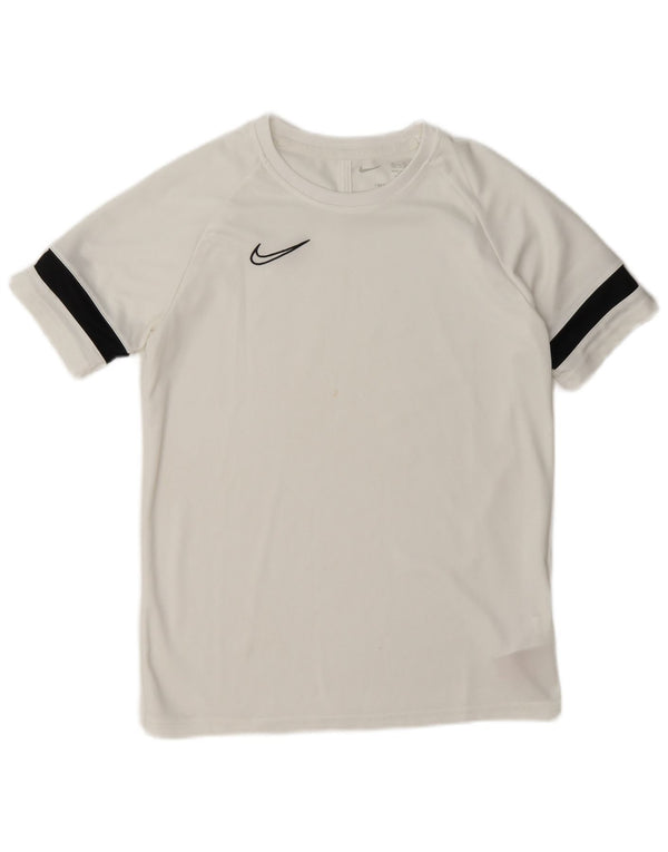 Nike Boys Dri Fit T-Shirt Top 13-14 Years XL White Colourblock Polyester