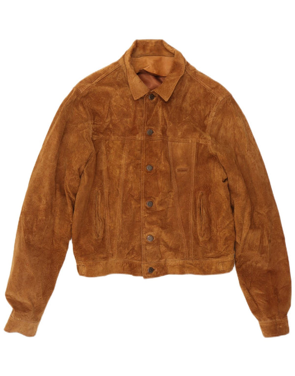 Vintage Womens Suede Jacket UK 14 Medium Brown