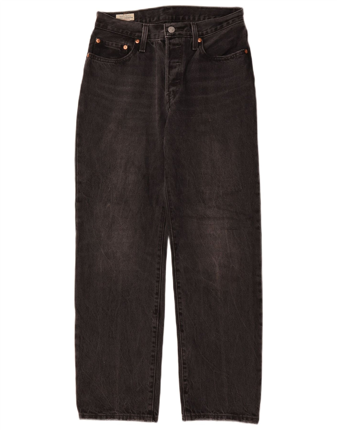 Levi's Mens 501 Straight Jeans W26 L30 Black Cotton