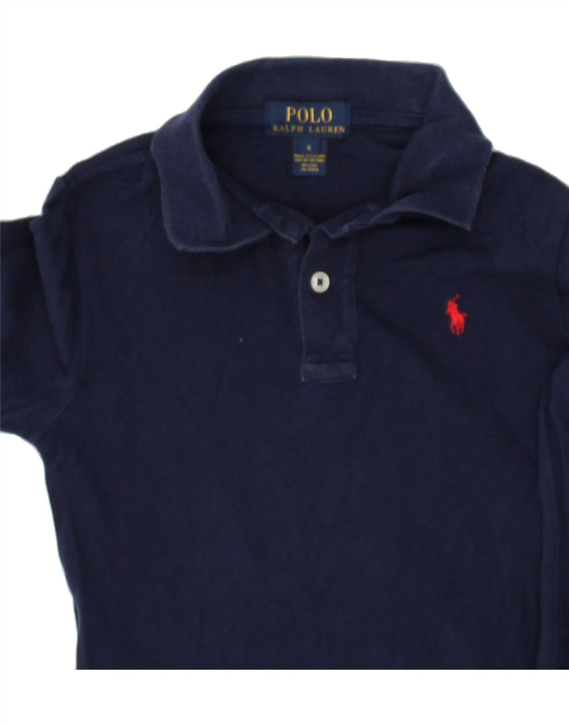 POLO RALPH LAUREN Boys Long Sleeve Polo Shirt 7-8 Years Navy Blue Cotton | Vintage Polo Ralph Lauren | Thrift | Second-Hand Polo Ralph Lauren | Used Clothing | Messina Hembry 