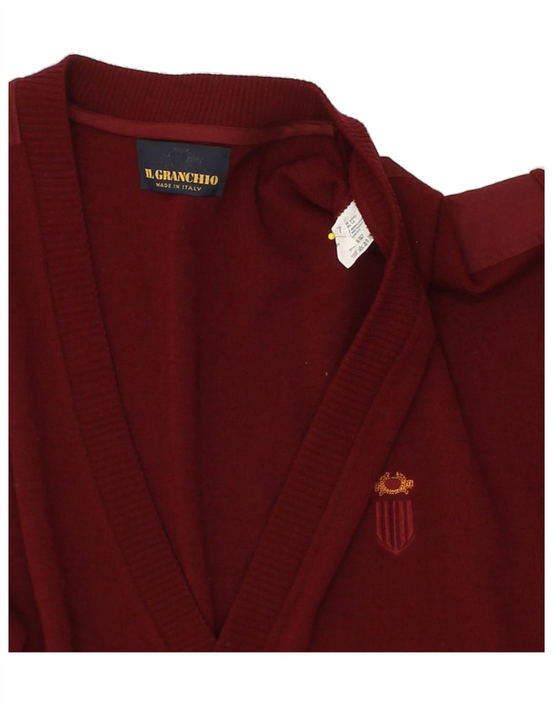 IL GRANCHIO Mens Cardigan Sweater 2XL Maroon Wool Vintage Il Granchio and Second-Hand Il Granchio from Messina Hembry 