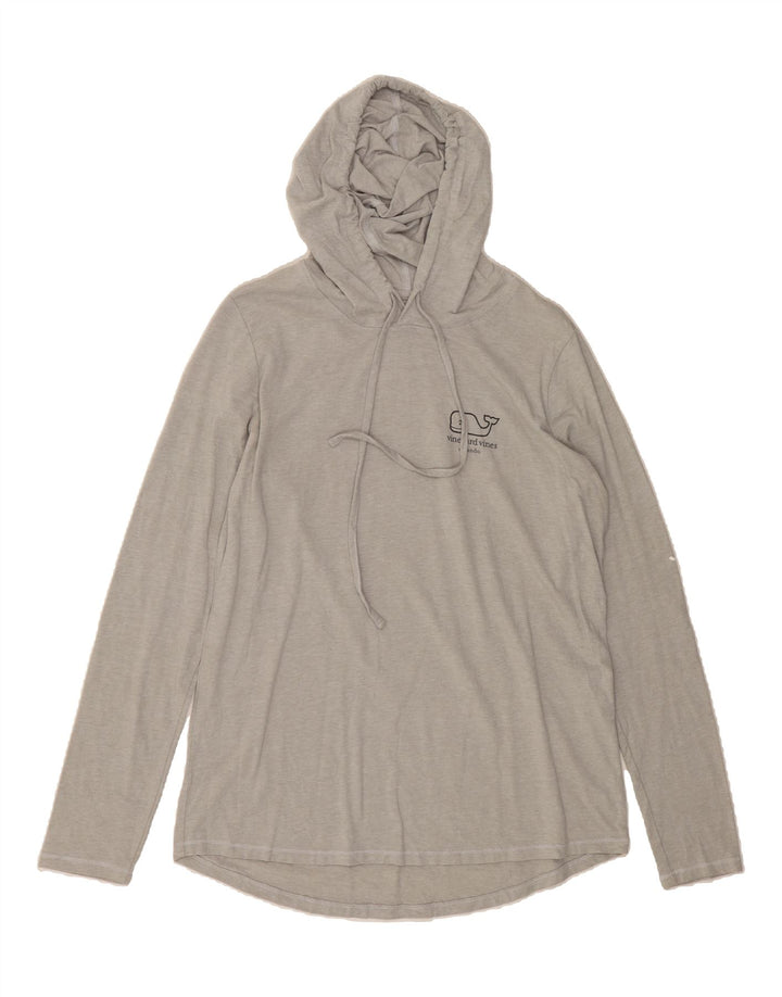 VINEYARD VINES Mens Hooded Graphic Top Long Sleeve Medium Grey Cotton Vintage Vineyard Vines and Second-Hand Vineyard Vines from Messina Hembry 