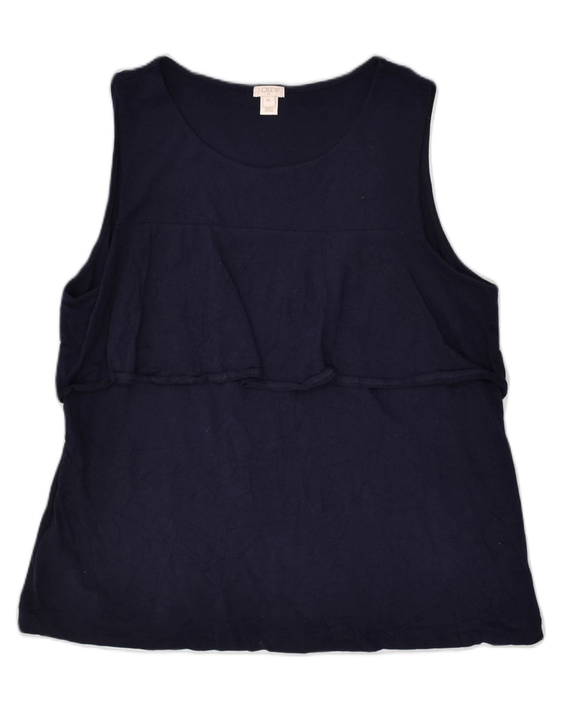 J. CREW Womens Sleeveless Blouse Top UK 20 2XL Navy Blue Cotton | Vintage J. Crew | Thrift | Second-Hand J. Crew | Used Clothing | Messina Hembry 