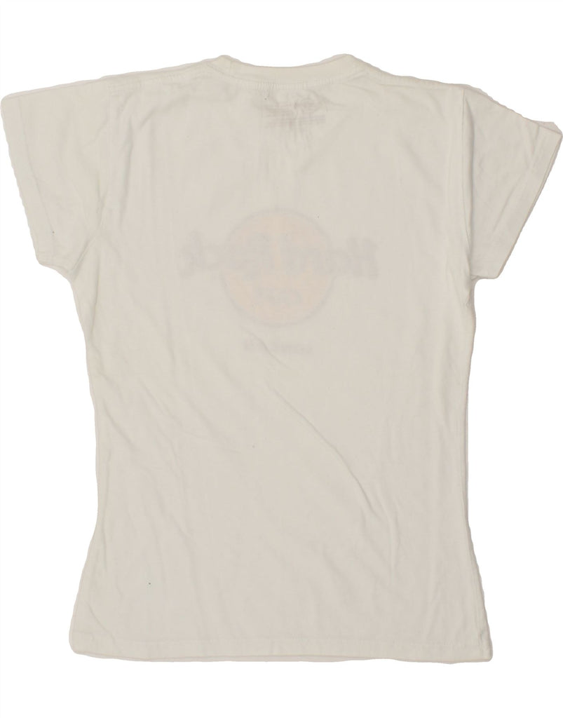 HARD ROCK CAFE Womens London Graphic T-Shirt Top UK 12 Medium White Cotton Vintage Hard Rock Cafe and Second-Hand Hard Rock Cafe from Messina Hembry 