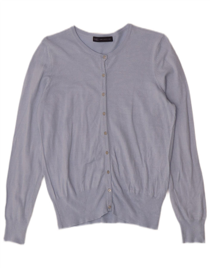 Marks & Spencer Womens Cardigan Sweater UK 14 Medium Blue Viscose