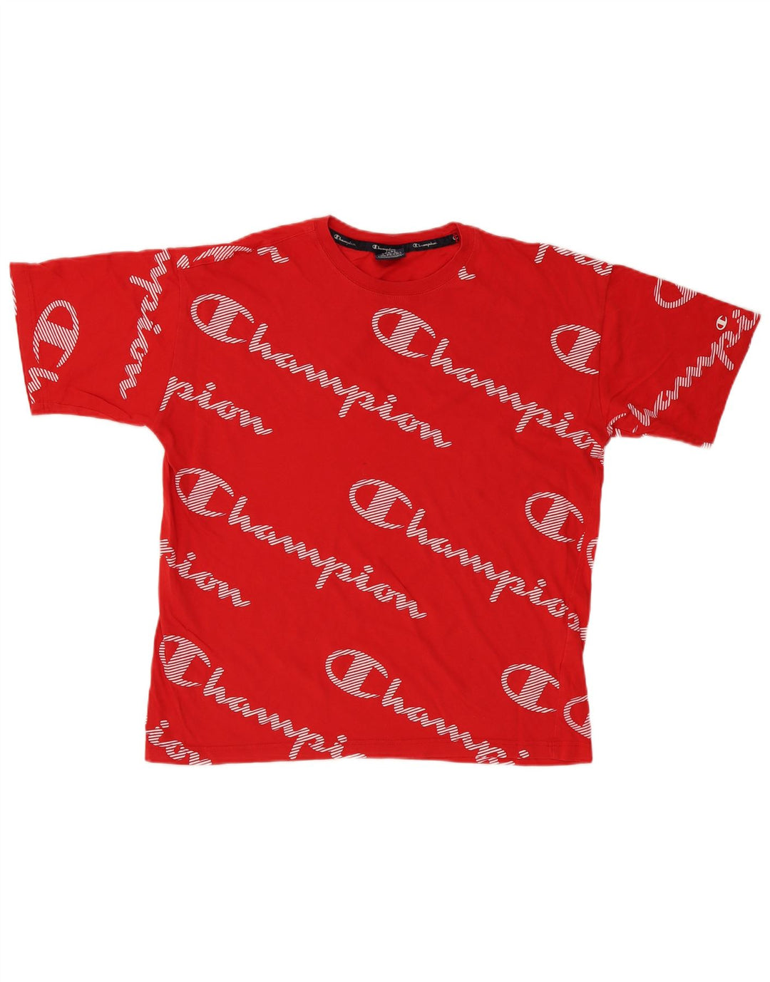 CHAMPION Mens Graphic T-Shirt Top Large Red Cotton