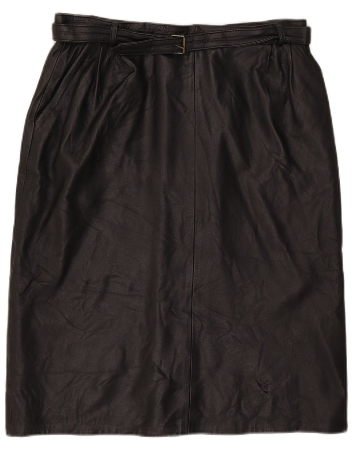 Vintage Womens Leather Skirt W32 Large Black