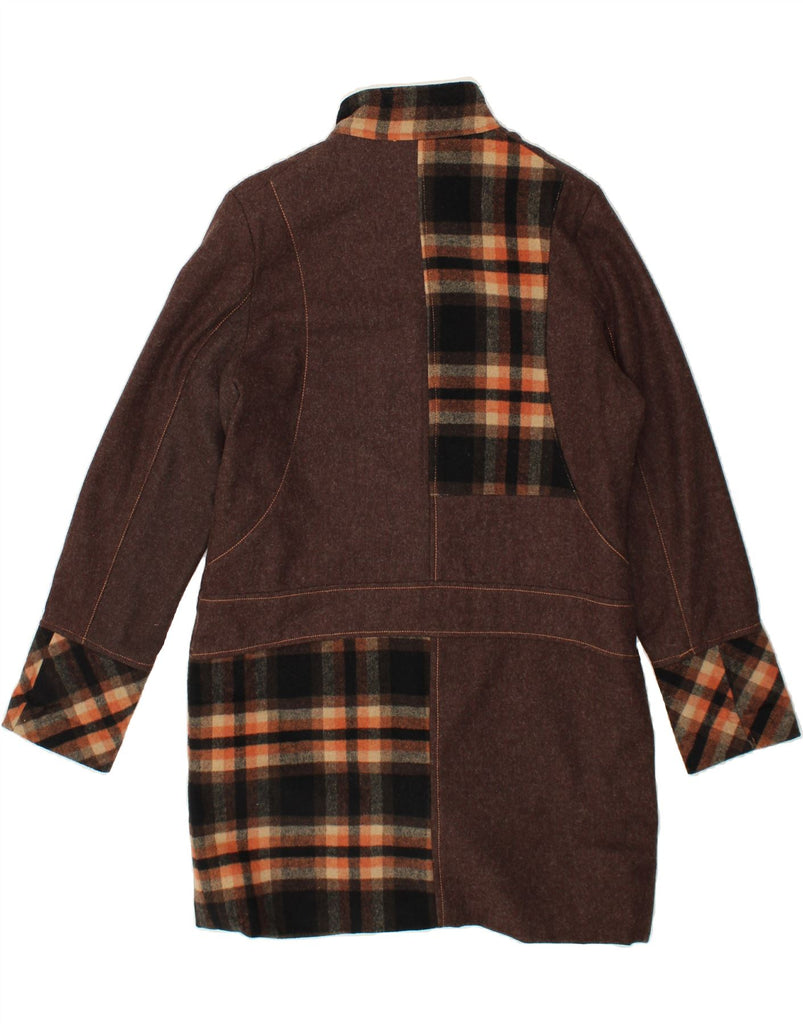 VINTAGE Womens Overcoat UK 14 Large Brown Check Wool Vintage Vintage and Second-Hand Vintage from Messina Hembry 