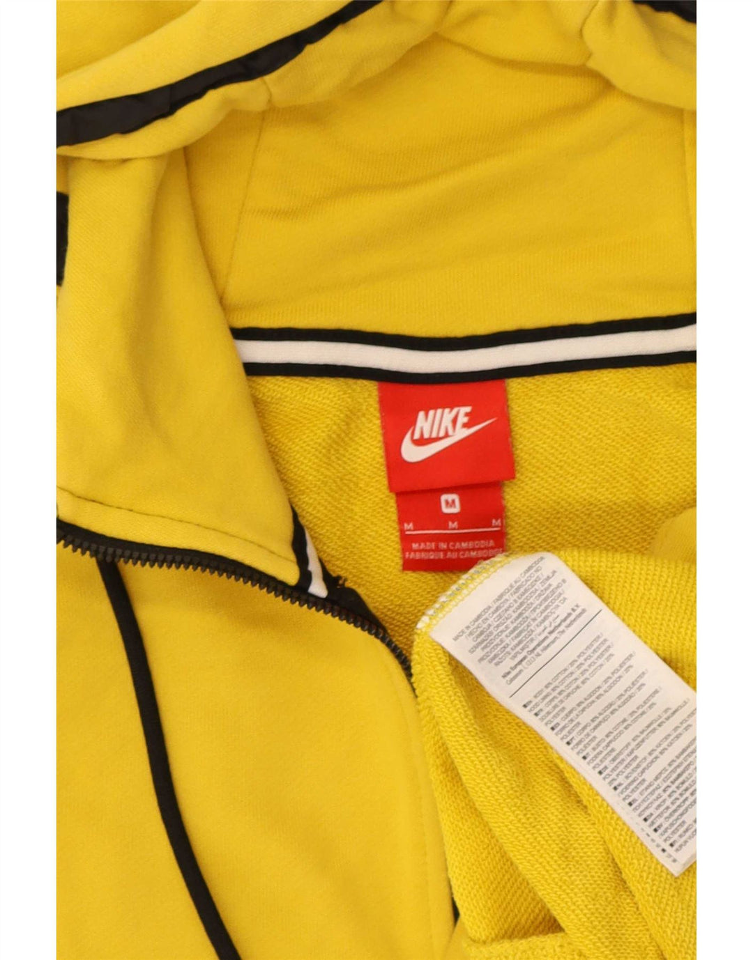 Nike Mens Zip Hoodie Sweater Medium Yellow Cotton