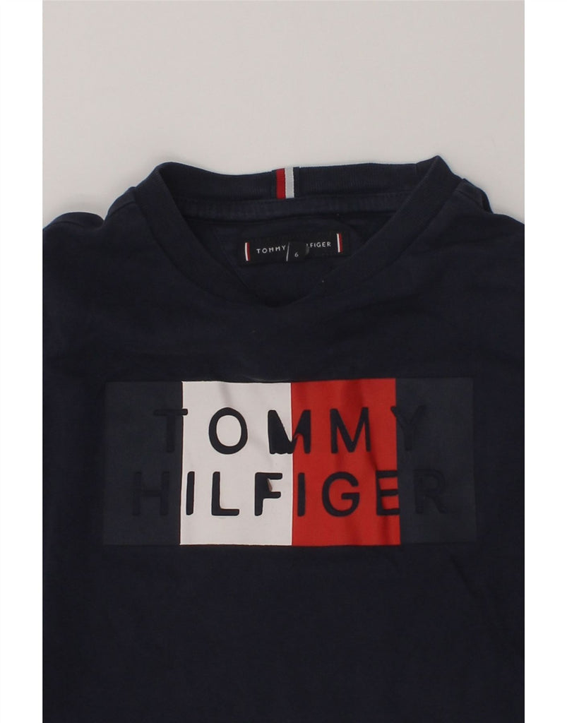 TOMMY HILFIGER Boys Graphic Top Long Sleeve 5-6 Years Navy Blue Cotton | Vintage Tommy Hilfiger | Thrift | Second-Hand Tommy Hilfiger | Used Clothing | Messina Hembry 