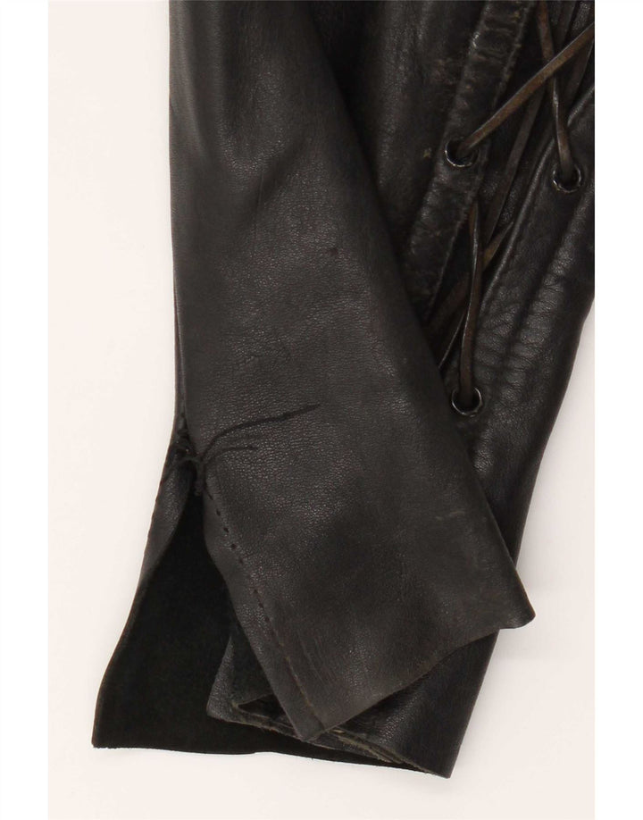 Vintage Mens Motorstyle Leather Trousers IT 48 Medium W30 L31 Black Leather