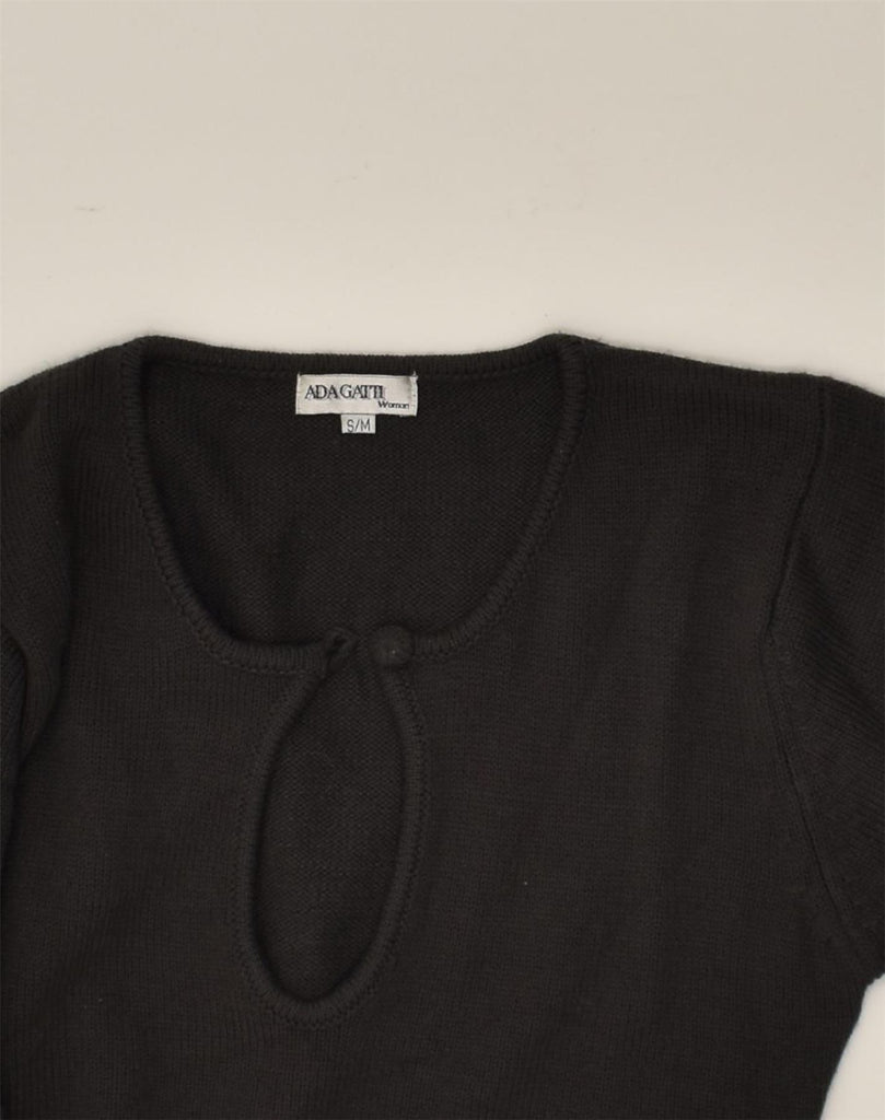 VINTAGE Womens V-Neck Jumper Sweater UK 10 Small Black Colourblock | Vintage Vintage | Thrift | Second-Hand Vintage | Used Clothing | Messina Hembry 