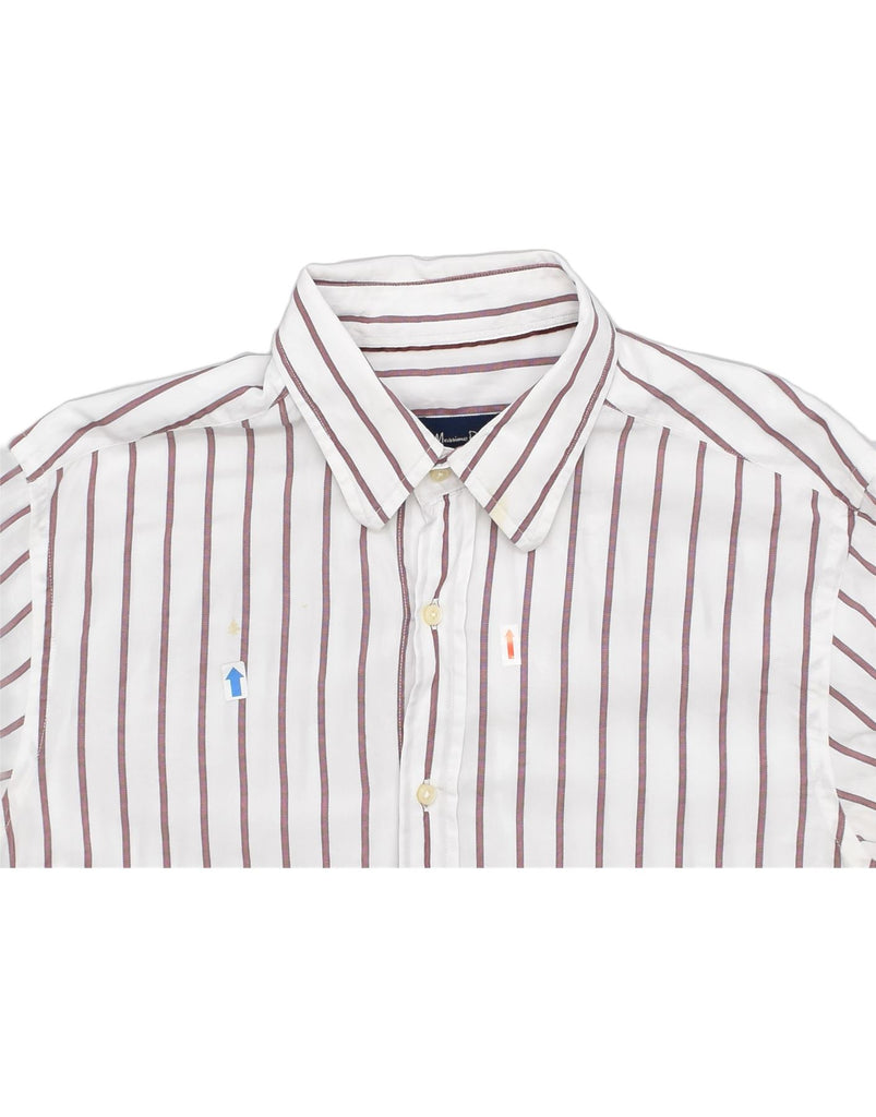 MASSIMO DUTTI Mens Shirt XL White Striped Cotton | Vintage | Thrift | Second-Hand | Used Clothing | Messina Hembry 